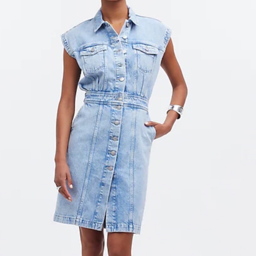 Madewell Light Blue Denim Button-Front Mini Dress